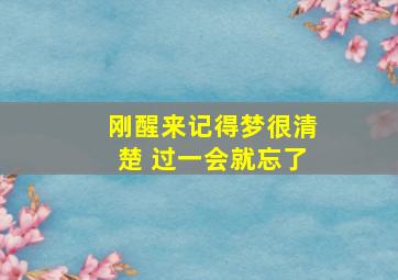 刚醒来记得梦很清楚 过一会就忘了